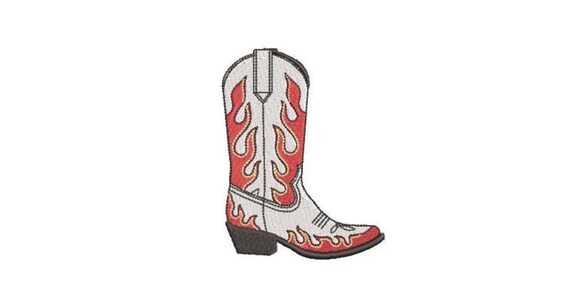 Cowboy Flames Boots Machine Embroidery File design - 4x4 inch hoop - Western Boot Embroidery Download