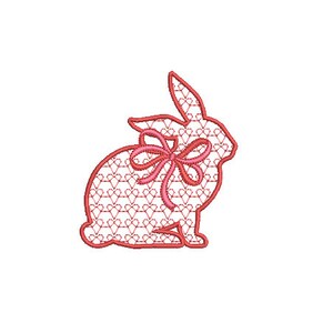Valentine Hearts Bunny with bow  - Machine Embroidery File design 4 x 4 inch hoop - Easter Embroidery Design