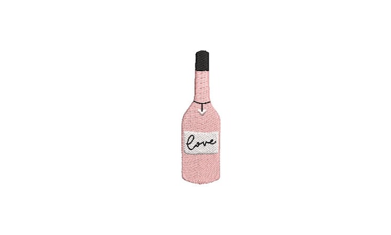 Rose Bottle Machine Embroidery Design - 4x4 inch hoop - Wine Bottle Embroidery File - Digital Download