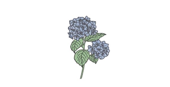 Hydrangeas Embroidery File  - Hamptons Style Design - Light Fill Machine Embroidery File design - 4 x 4 inch hoop - Instant Download