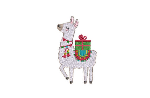 Llama Tassels Machine Embroidery File design - 4x4 inch hoop - instant download - Xmas Present Llama