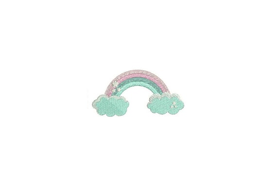 Rainbow and Clouds Machine Embroidery File design 4 x 4 inch hoop Instant Download