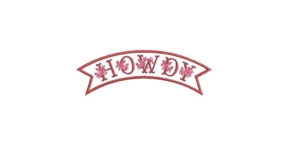 Howdy Rose Banner Pennant  - Western Machine Embroidery File design - 5x7 inch hoop - Cowgirl Design - Cowboy Embroidery