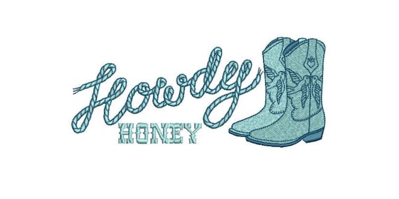 Howdy Honey Boots Machine Embroidery File design - 5x7 inch hoop - Western Embroidery Design Download
