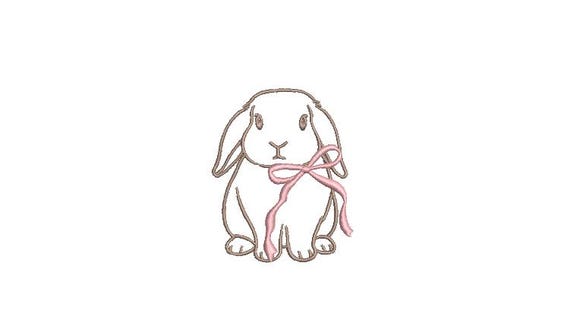 Lop Eared Bunny Machine Embroidery design - 7.5cm tall - 3x3 inch hoop - Rabbit Embroidery - Easter Design