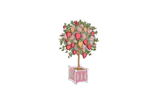 Valentines Hearts Topiary Tree - Machine Embroidery File design - 4 x 4 inch hoop - Love Embroidery