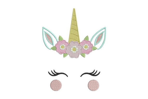 Unicorn Embroidery Design - Unicorn Face Flowers Machine Embroidery File design -  5x7 inch hoop - oopsidaisi instant download