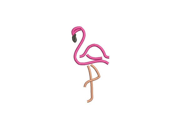 Flamingo Embroidery - Machine Embroidery Neon Pink Flamingo Machine Embroidery File design 4x4 inch hoop