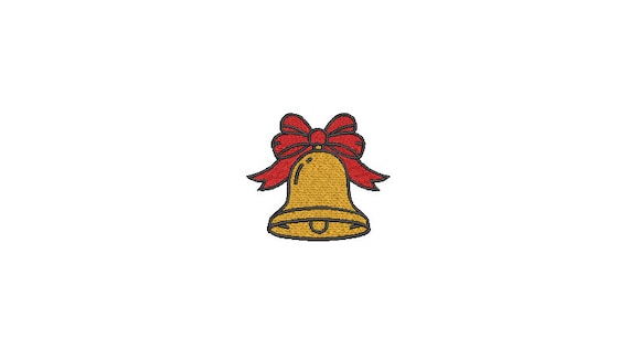 Bow Bell Christmas Embroidery - Machine Embroidery File design - 3x3 inch hoop - Christmas Embroidery Design