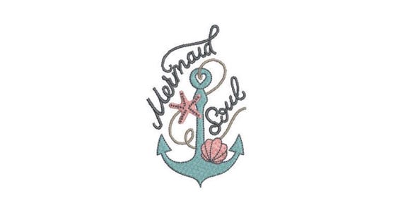 Mermaid Soul Machine Embroidery Design - Machine Embroidery File design - 4 x 4 inch hoop - Instant download
