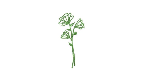 Flower Machine Embroidery File design - 4 x 4 inch hoop - Flower Illustration Sketch