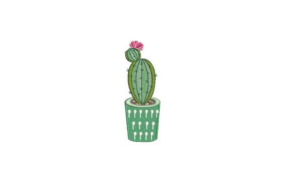 Cactus Embroidery - Kawaii Cactus Machine Embroidery File design 4 x 4 inch hoop Makes a great Patch