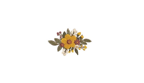 Earthy Flowers Machine Embroidery File design - 3 x 3 inch hoop - Mini floral embroidery