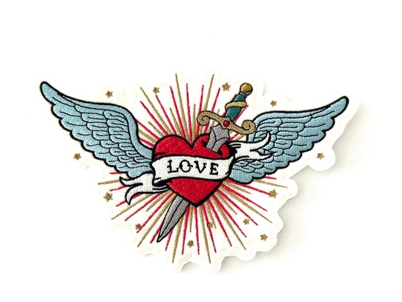 Love Wings Patch Embroidery Design - Machine Embroidery Feathered Wings Machine Embroidery File design 5x7 inch hoop