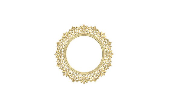 Vintage Gold Lace Machine Embroidery File design 4x4 inch hoop - Monogram Frame