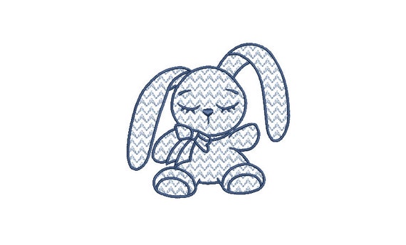 Chevron Bunny Rabbit  - Machine Embroidery File design 4 x 4 inch hoop - Easter Embroidery Design