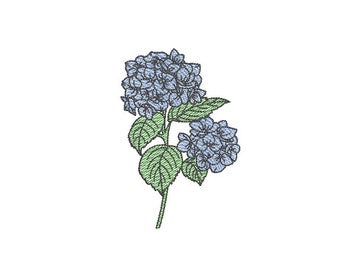 Hydrangeas Light Fill Embroidery - Hamptons Style Design - Machine Embroidery File design - 4 x 4 inch hoop - Instant Download