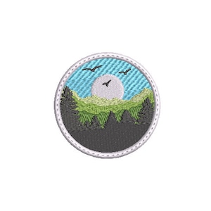 Green Mountains Patch Embroidery Design - Hiking Embroidery Design -  Machine Embroidery File design 3 x3 inch hoop