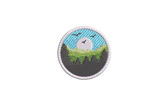 Green Mountains Patch Embroidery Design - Hiking Embroidery Design -  Machine Embroidery File design 3 x3 inch hoop