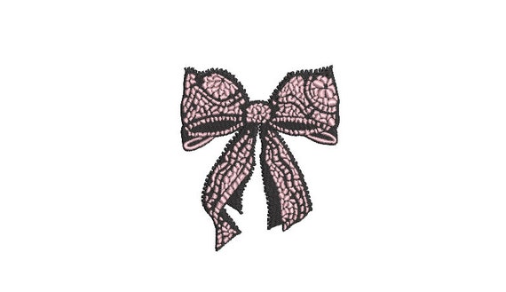 Lace Bow Machine Embroidery File design - 4 x 4 inch hoop  -  Monogram Design