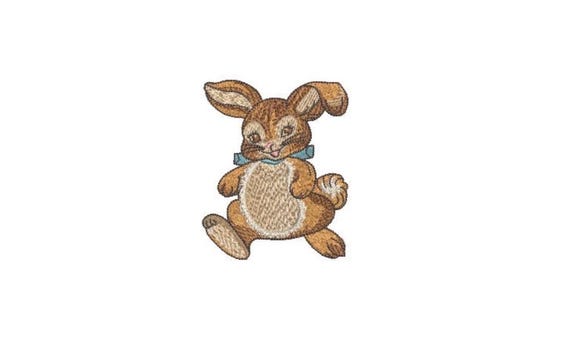 Vintage Brown Bunny Machine Embroidery File design  - 4 x 4 inch hoop - Easter Bunny Embroidery Design