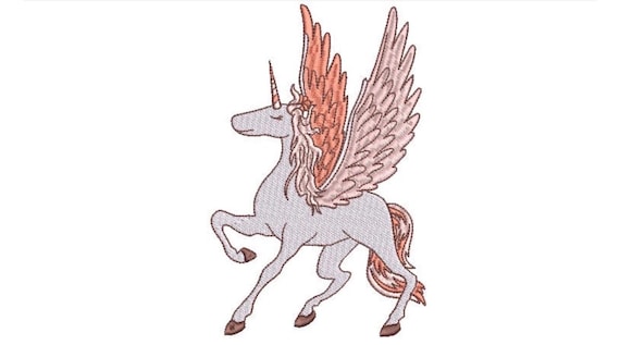 Unicorn Embroidery Design  -Pink Unicorn Pegasus Machine Embroidery File design - 5x7 inch or 13x18cm hoop - instant download
