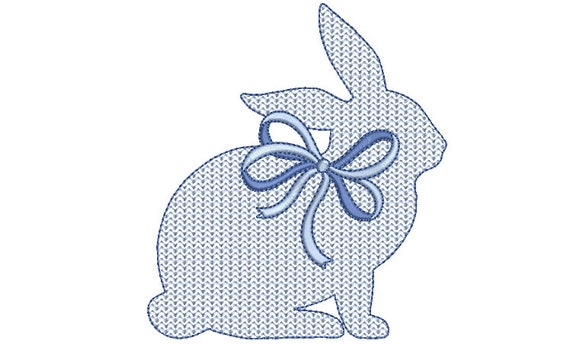 Bunny with bow  - Machine Embroidery File design 5 x 7 inch hoop - Easter Embroidery Design