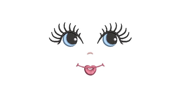 ITH In The Hoop - Big Lashes Doll Face Machine Embroidery File design - 4x4 inch hoop - doll face embroidery