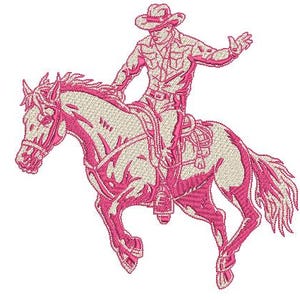 Cowboy - Bucking Horse Machine Embroidery File design - 8x8 inch hoop - Western Embroidery Design Download