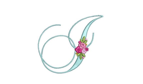 Pretty Rose Script LETTER I  Machine Embroidery File design - 5 x 7 inch hoop - Monogram design