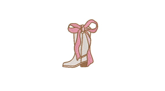 Cowgirl Boot and Bow Machine Embroidery File design - 3x3 inch hoop - Monogram Frame - Coquette Embroidery