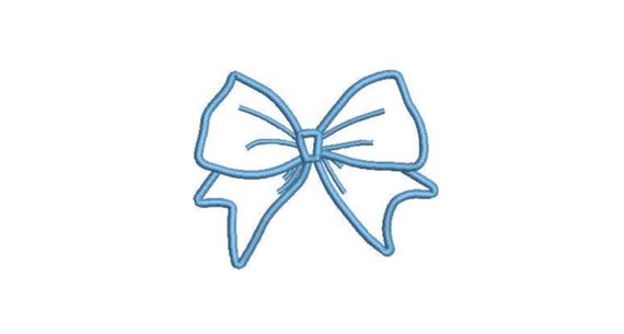 Blue Bow Applique Machine Embroidery File design 4x4 hoop - Ribbon Bow Applique Download