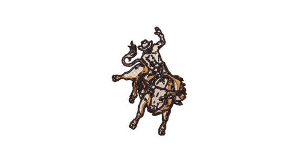 Cowboy Bull Rider Machine Embroidery File design - 4x4 inch hoop - Western Embroidery Design Download
