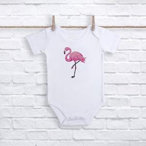 Flamingo Embroidery - Machine Embroidery Whimsical Pink Flamingo Machine Embroidery File design 4x4 inch hoop