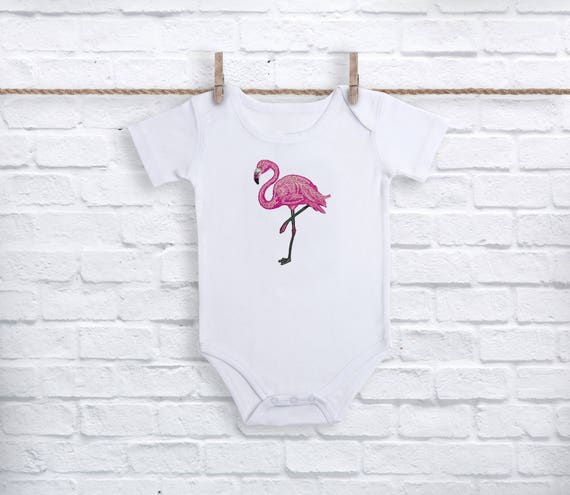 Flamingo Embroidery - Machine Embroidery Whimsical Pink Flamingo Machine Embroidery File design 4x4 inch hoop