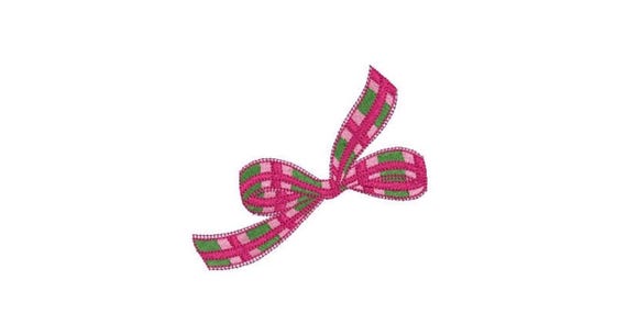 Plaid Bow Machine Embroidery File design - 4 x 4 inch hoop - Monogram Design - Madras Bow embroidery Design