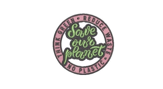 Save Our Planet Patch Embroidery Design - Hiking Embroidery Design -  Machine Embroidery File design 4 x4 inch hoop