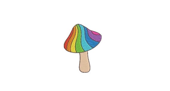 Rainbow Mushrooms Machine Embroidery File design  - 4 x 4 inch hoop - Woodland Mushrooms Embroidery Design - 3 inch design