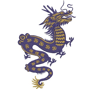 Chinese Dragon Embroidery Design -  Urban Modern Machine Embroidery File design - 6x10 inch hoop - instant download