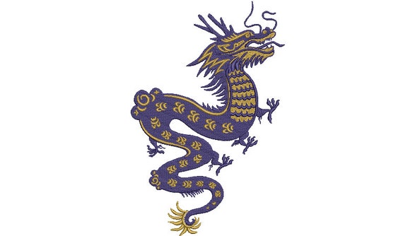 Chinese Dragon Embroidery Design -  Urban Modern Machine Embroidery File design - 6x10 inch hoop - instant download