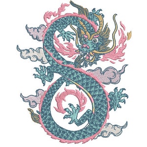 Beautiful Dragon Embroidery Design -  Urban Modern Machine Embroidery File design - 5x7 inch hoop - instant download