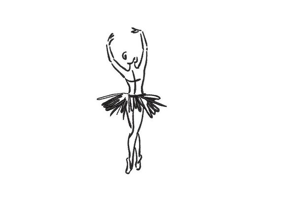 Ballerina Ballet Dancer Sketch Machine Embroidery File design 4x4 hoop - Redwork