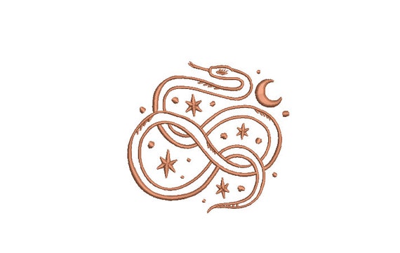 Celestial Mystical Moon Stars Snake Machine Embroidery File design 4 x 4 inch hoop - instant download