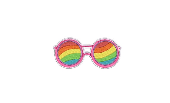 Rainbow Sunglasses Machine Embroidery File design 4 x 4 inch hoop - Rainbow Glasses Digital Download