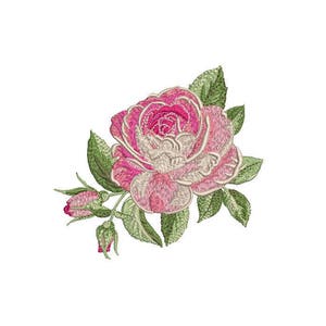 Pink Shabby Rose Machine Embroidery File design 4 x 4 inch hoop - Vintage Rose