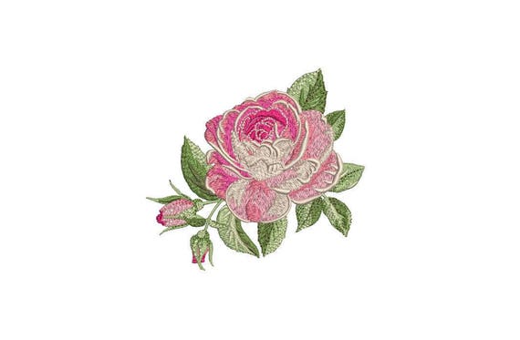 Pink Shabby Rose Machine Embroidery File design 4 x 4 inch hoop - Vintage Rose