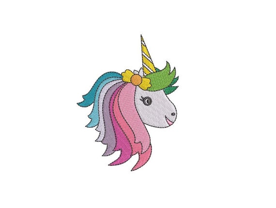 Rainbow Unicorn Head Embroidery Design - Machine Embroidery File design- 4x4 inch hoop -instant download