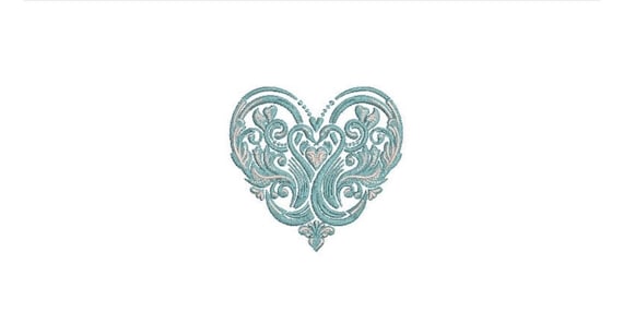 Victorian Swans Heart Machine Embroidery File design -  4 x 4 inch hoop - Lace Heart Design