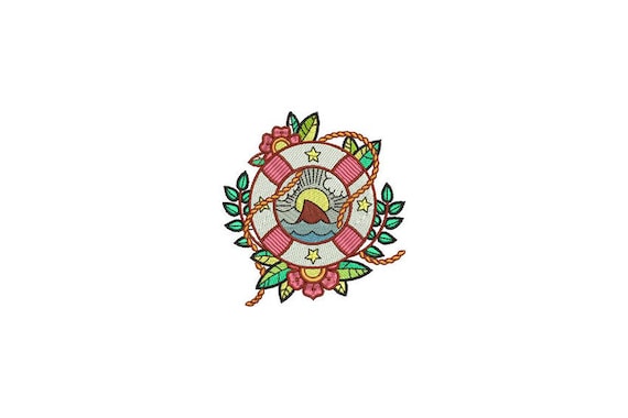 Buoy Nautical Machine Embroidery File design 4x4 inch hoop - Tattoo embroidery