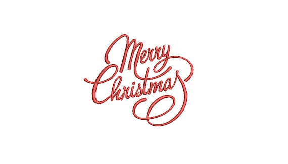 Merry Christmas Red Embroidery - Machine Embroidery File design - 4x4 inch hoop - Satin Stitch